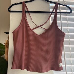 Vuori Ribbed Crop Tank Pink Size Medium